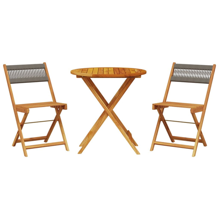 Set mobilier bistro, 3 piese, gri, polipropilenă și lemn masiv - WALTI WALTI