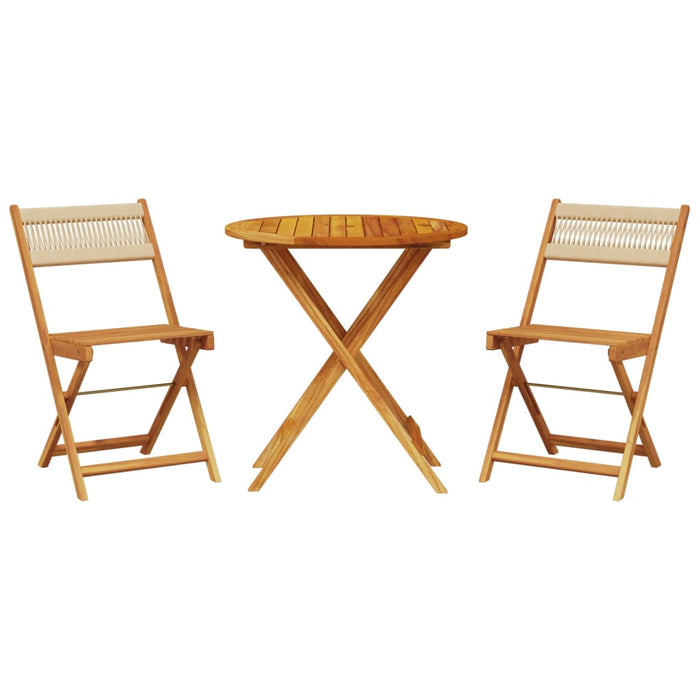 Set mobilier bistro, 3 piese, bej, polipropilenă și lemn masiv - WALTI WALTI
