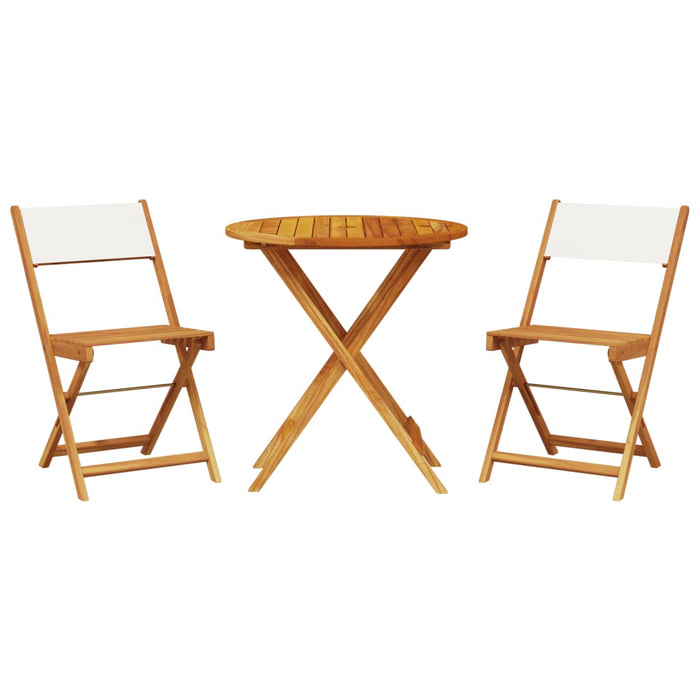 Set mobilier bistro, 3 piese, textil alb crem/lemn masiv - WALTI WALTI