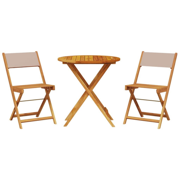 Set mobilier bistro, 3 piese, textil taupe/lemn masiv - WALTI WALTI