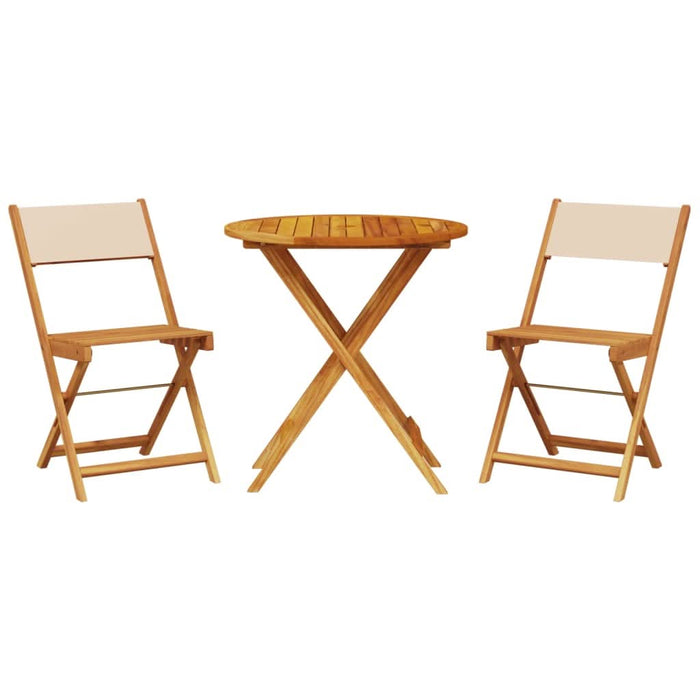 Set mobilier bistro, 3 piese, textil bej/lemn masiv - WALTI WALTI