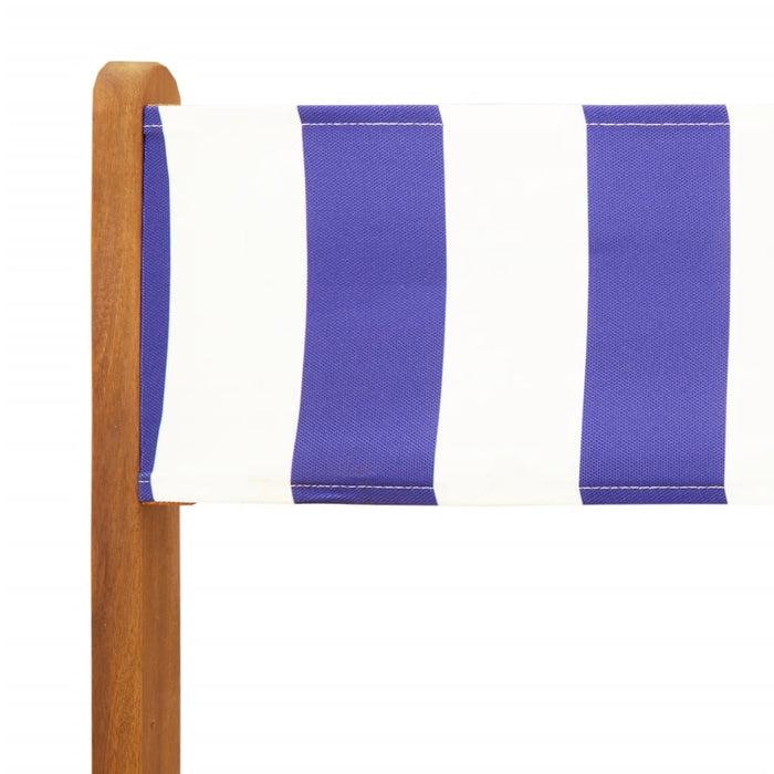 Set mobilier bistro, 3 piese, textil albastru alb/lemn masiv WALTI