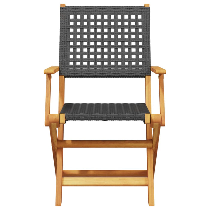 Set mobilier bistro, 3 piese, negru, poliratan și lemn masiv - WALTI WALTI