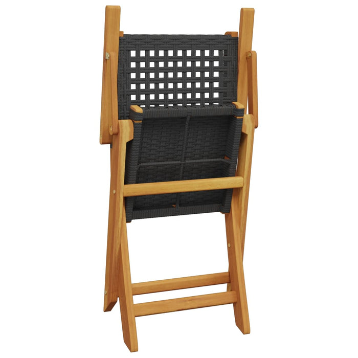 Set mobilier bistro, 3 piese, negru, poliratan și lemn masiv - WALTI WALTI
