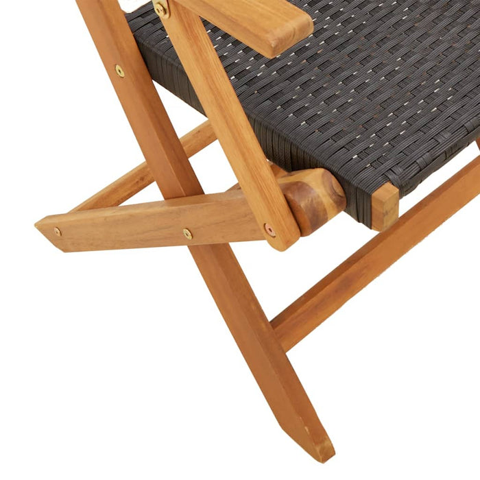 Set mobilier bistro, 3 piese, negru, poliratan și lemn masiv - WALTI WALTI