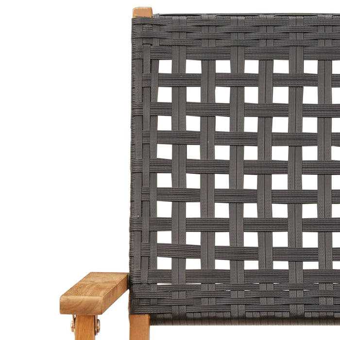 Set mobilier bistro, 3 piese, negru, poliratan și lemn masiv - WALTI WALTI