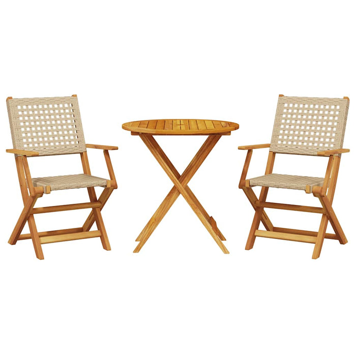 Set mobilier bistro, 3 piese, poliratan bej/lemn masiv WALTI