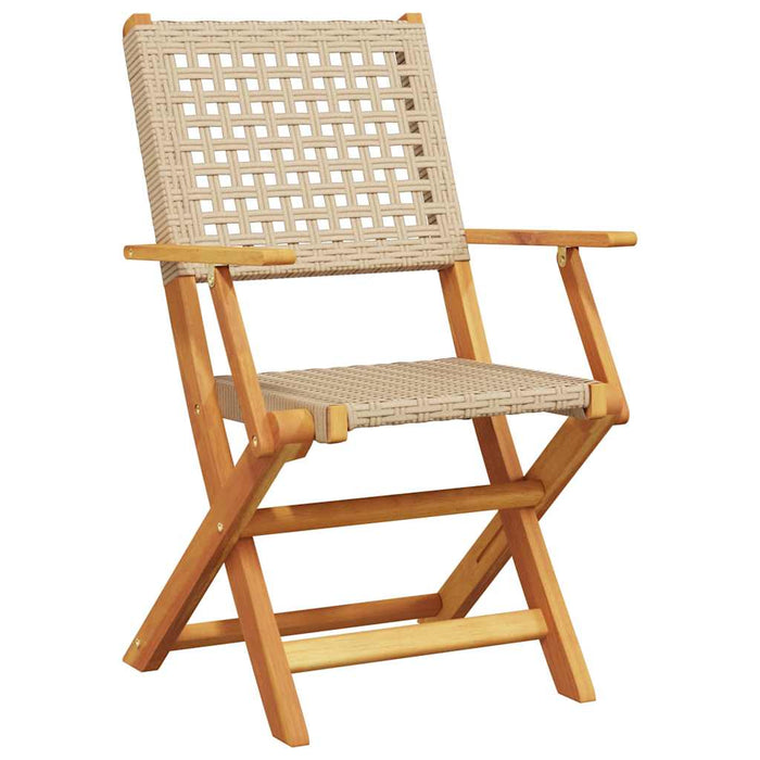 Set mobilier bistro, 3 piese, poliratan bej/lemn masiv WALTI