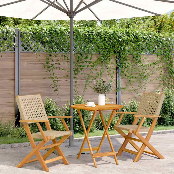 Set mobilier bistro, 3 piese, poliratan bej/lemn masiv WALTI