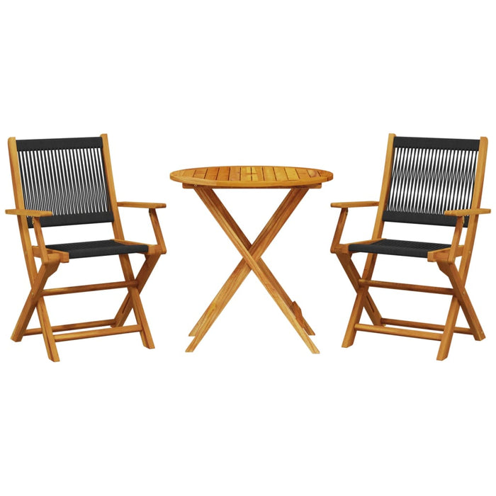 Set mobilier bistro, 3 piese, negru, polipropilenă lemn masiv - WALTI WALTI