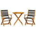 Set mobilier bistro, 3 piese, negru, polipropilenă lemn masiv - WALTI WALTI