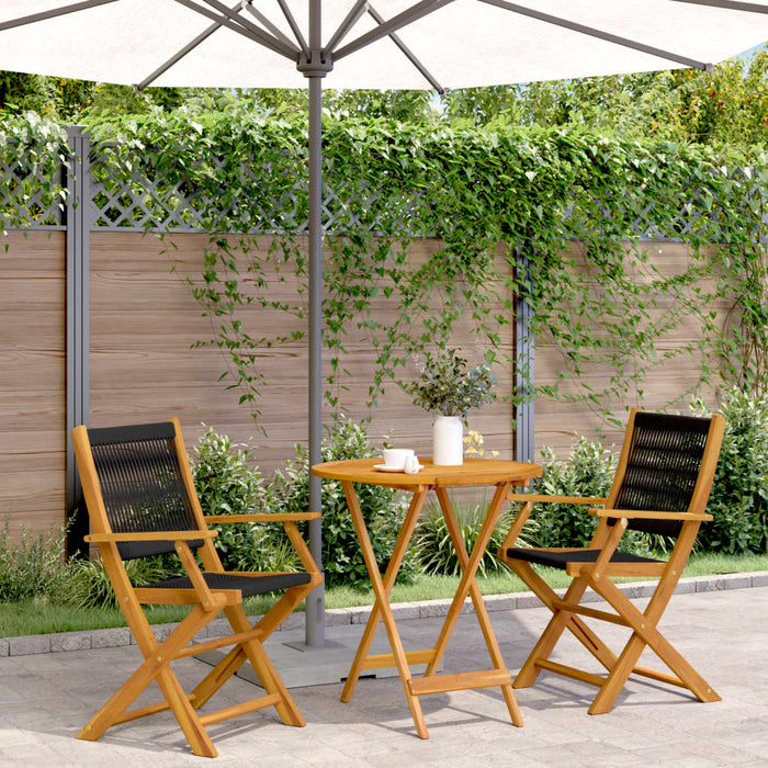 Set mobilier bistro, 3 piese, negru, polipropilenă lemn masiv - WALTI WALTI