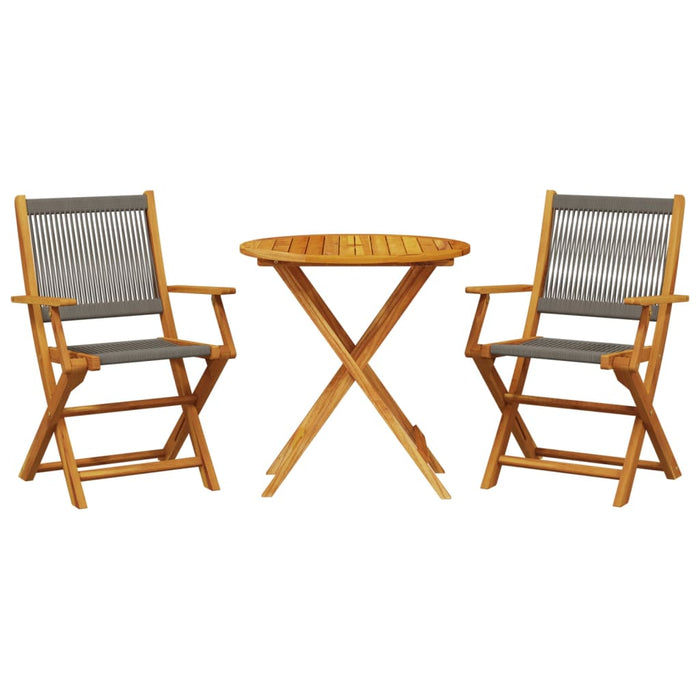 Set mobilier bistro, 3 piese, gri, polipropilenă și lemn masiv - WALTI WALTI