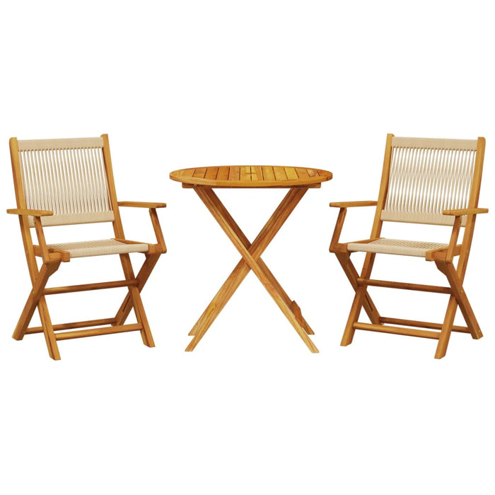 Set mobilier bistro, 3 piese, bej, polipropilenă și lemn masiv - WALTI WALTI