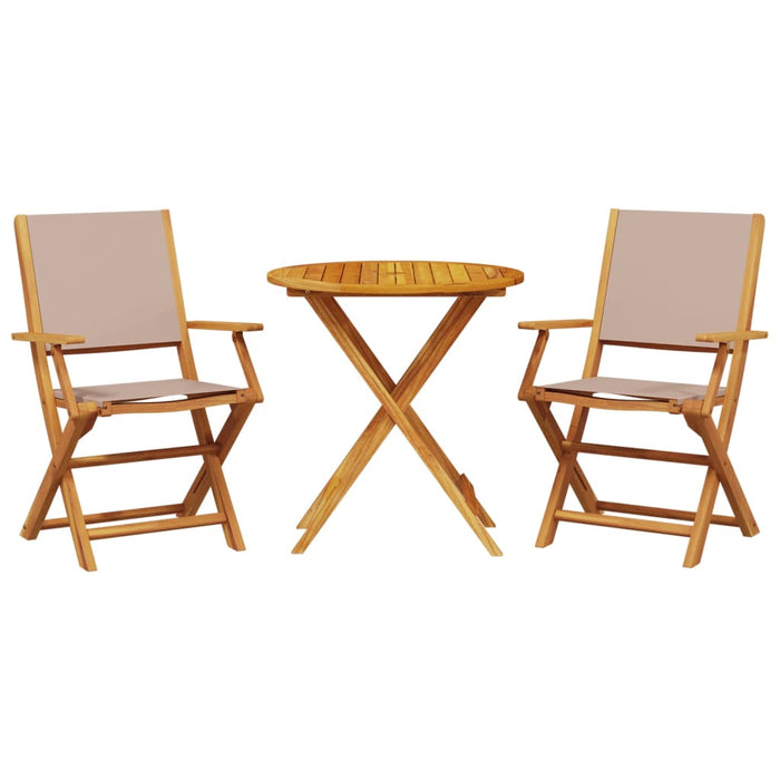 Set mobilier bistro, 3 piese, textil taupe/lemn masiv - WALTI WALTI