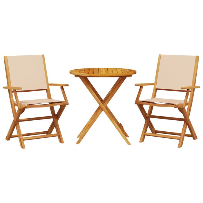 Set mobilier bistro, 3 piese, textil bej/lemn masiv - WALTI WALTI
