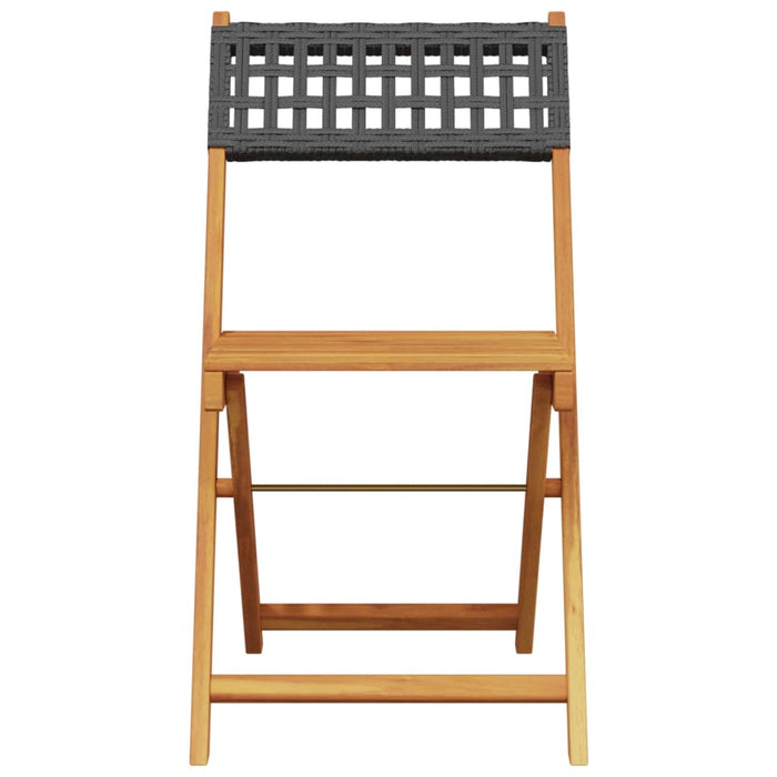 Set mobilier bistro, 3 piese, negru, poliratan și lemn masiv - WALTI WALTI