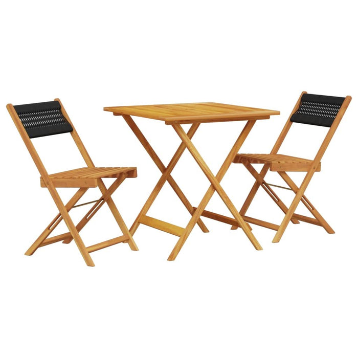 Set mobilier bistro, 3 piese, negru, polipropilenă lemn masiv - WALTI WALTI