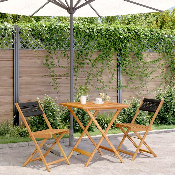 Set mobilier bistro, 3 piese, negru, polipropilenă lemn masiv - WALTI WALTI