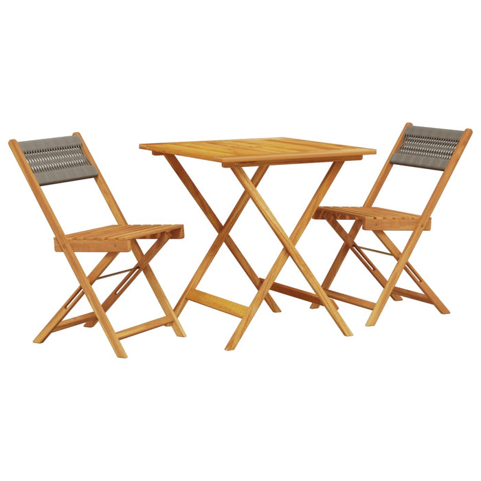 Set mobilier bistro, 3 piese, gri, polipropilenă și lemn masiv - WALTI WALTI