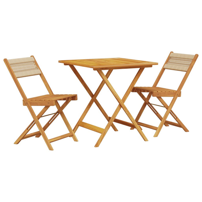 Set mobilier bistro, 3 piese, bej, polipropilenă și lemn masiv - WALTI WALTI