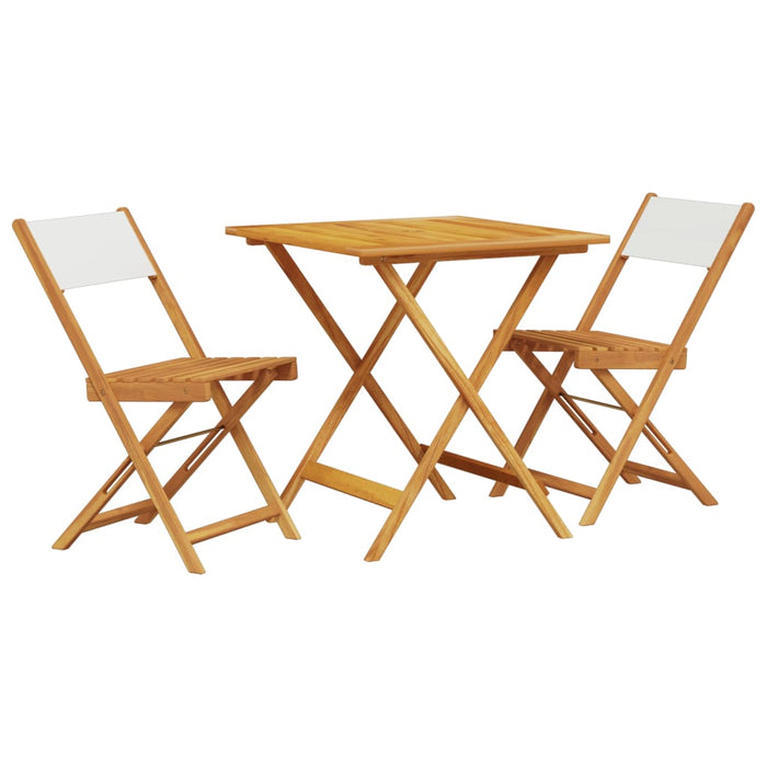 Set mobilier bistro, 3 piese, textil alb crem/lemn masiv - WALTI WALTI