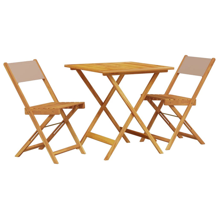 Set mobilier bistro, 3 piese, textil taupe/lemn masiv - WALTI WALTI