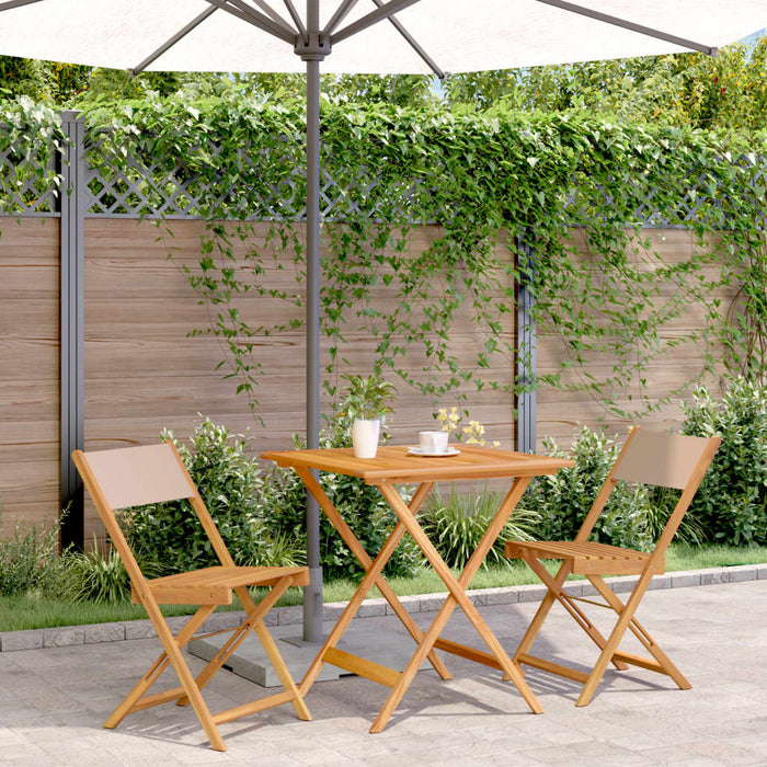 Set mobilier bistro, 3 piese, textil taupe/lemn masiv - WALTI WALTI