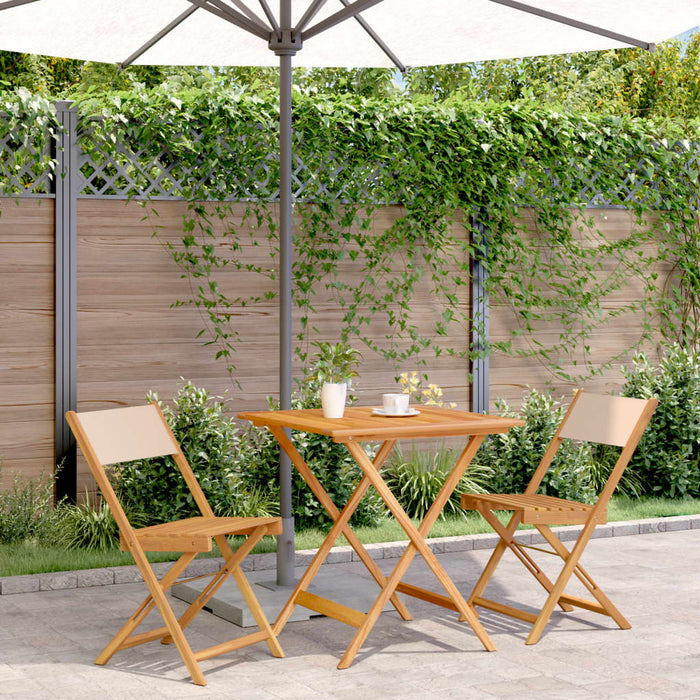 Set mobilier bistro, 3 piese, textil bej/lemn masiv - WALTI WALTI