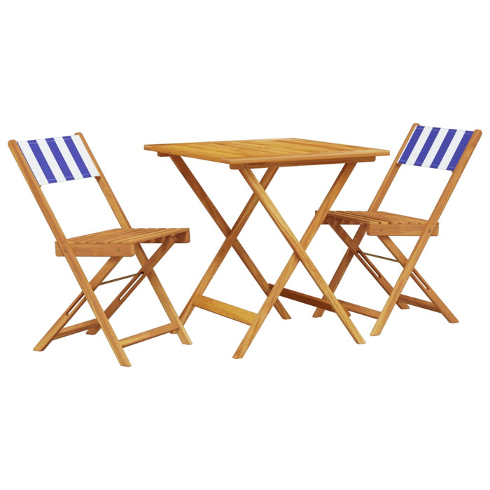 Set mobilier bistro, 3 piese, textil albastru alb/lemn masiv - WALTI WALTI
