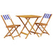 Set mobilier bistro, 3 piese, textil albastru alb/lemn masiv - WALTI WALTI