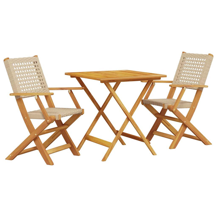 Set mobilier bistro, 3 piese, poliratan bej/lemn masiv WALTI