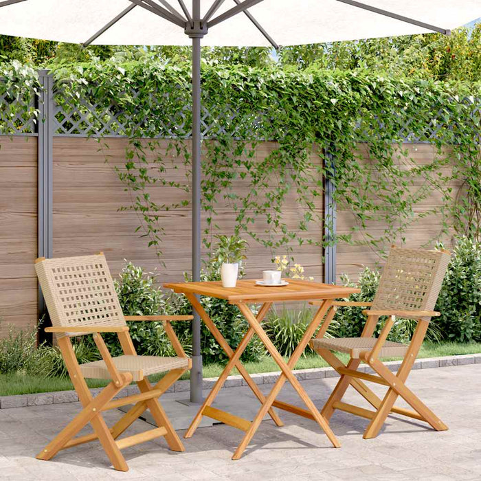 Set mobilier bistro, 3 piese, poliratan bej/lemn masiv WALTI