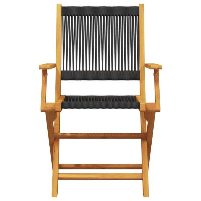 Set mobilier bistro, 3 piese, negru, polipropilenă lemn masiv - WALTI WALTI