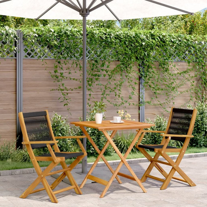 Set mobilier bistro, 3 piese, negru, polipropilenă lemn masiv - WALTI WALTI