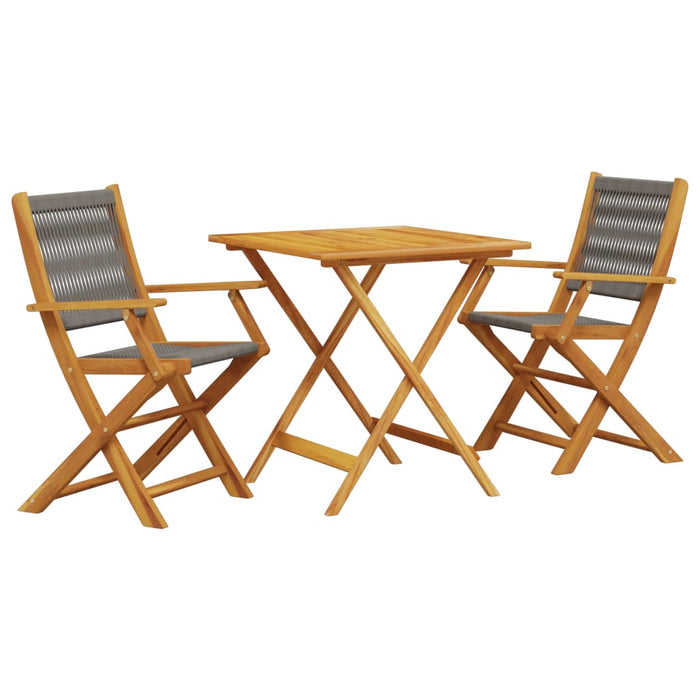 Set mobilier bistro, 3 piese, gri, polipropilenă și lemn masiv - WALTI WALTI