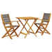 Set mobilier bistro, 3 piese, gri, polipropilenă și lemn masiv - WALTI WALTI