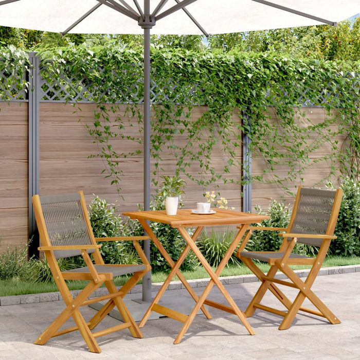 Set mobilier bistro, 3 piese, gri, polipropilenă și lemn masiv - WALTI WALTI