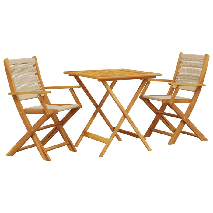 Set mobilier bistro, 3 piese, bej, polipropilenă și lemn masiv - WALTI WALTI