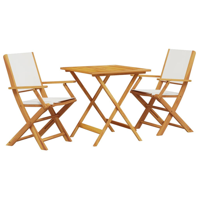 Set mobilier bistro, 3 piese, textil alb crem/lemn masiv - WALTI WALTI
