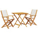 Set mobilier bistro, 3 piese, textil alb crem/lemn masiv - WALTI WALTI