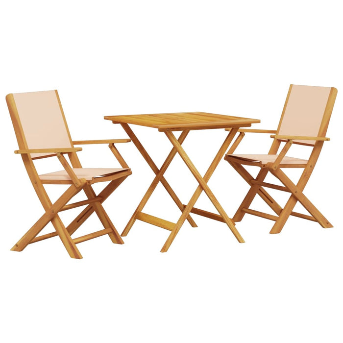Set mobilier bistro, 3 piese, textil bej/lemn masiv - WALTI WALTI