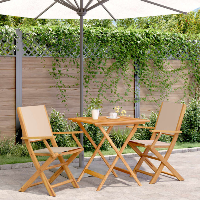 Set mobilier bistro, 3 piese, textil bej/lemn masiv - WALTI WALTI