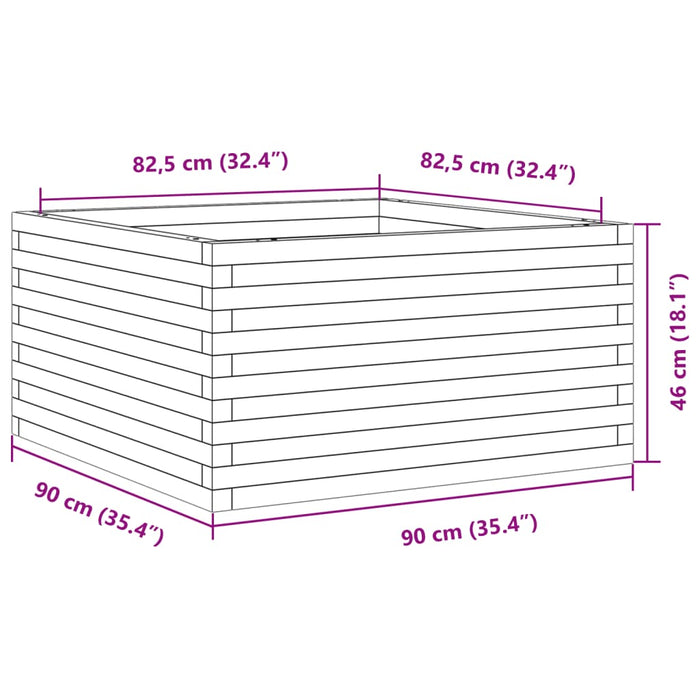 Jardinieră de grădină, alb, 90x90x46 cm, lemn masiv de pin - WALTI WALTI