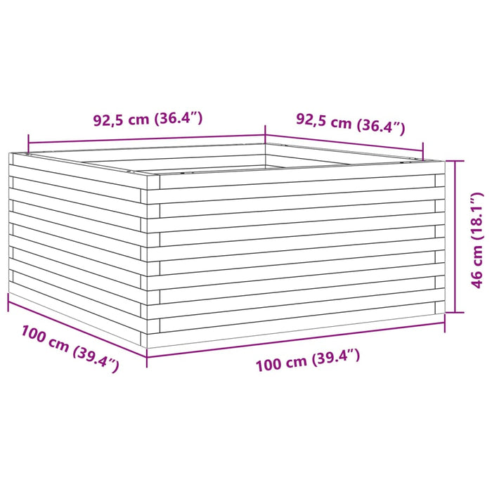 Jardinieră de grădină, alb, 100x100x46 cm, lemn masiv de pin - WALTI WALTI