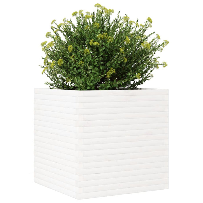 Jardinieră de grădină, alb, 70x70x68,5 cm, lemn masiv de pin - WALTI WALTI
