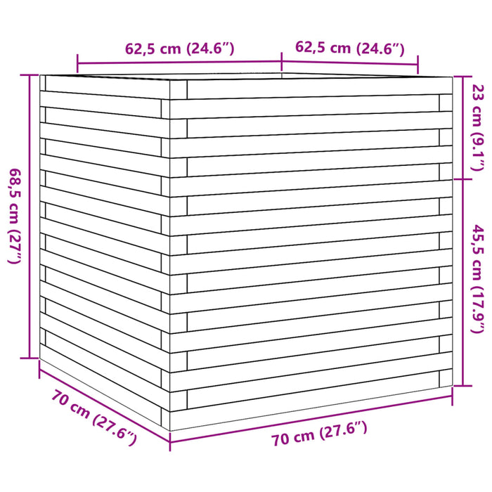 Jardinieră de grădină, alb, 70x70x68,5 cm, lemn masiv de pin - WALTI WALTI