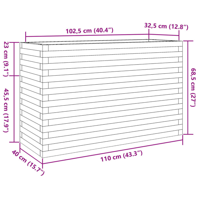 Jardinieră grădină, maro ceruit, 110x40x68,5 cm, lemn masiv pin - WALTI WALTI