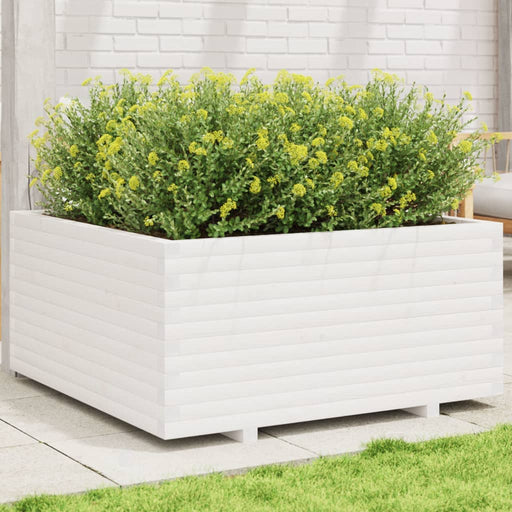 Jardinieră de grădină, alb, 100x100x49,5 cm, lemn masiv de pin - WALTI WALTI