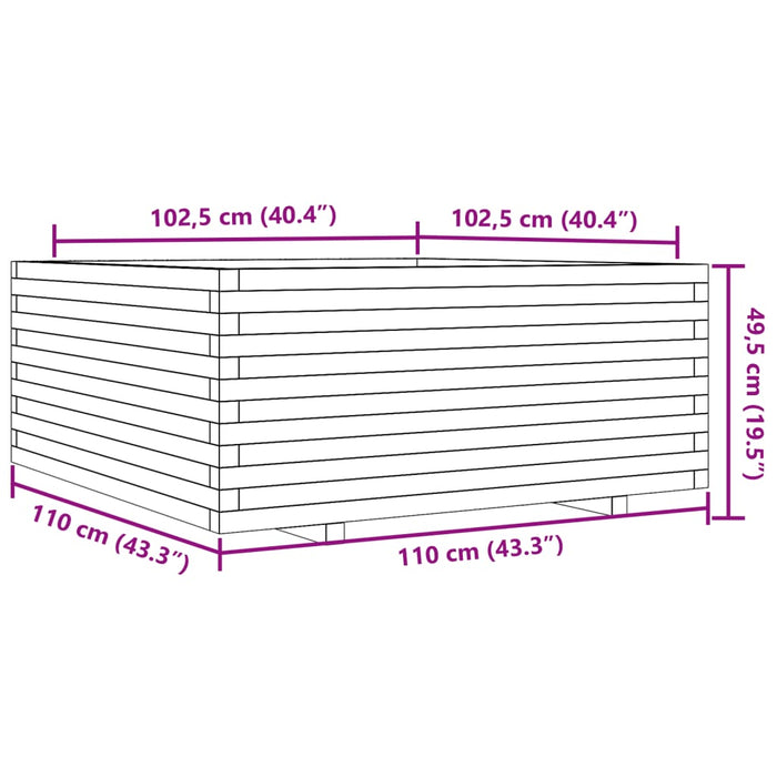 Jardinieră de grădină, alb, 110x110x49,5 cm, lemn masiv de pin - WALTI WALTI
